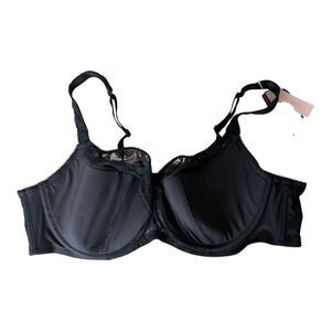 CACIQUE 46C FRENCH FULL COVERAGE BLACK LACE SEXY SUPPORT BRA NWT